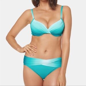 NWT. Bleu Rod Beattie 6 Sea Dive Ombré Twist Underwire Bikini Set.